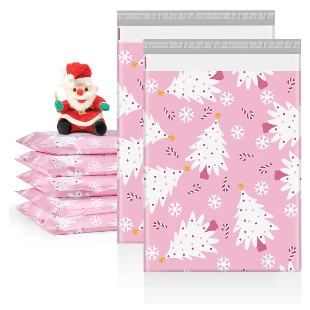 20 Poly Mailers 14.5 x 19 Pink Christmas Tree